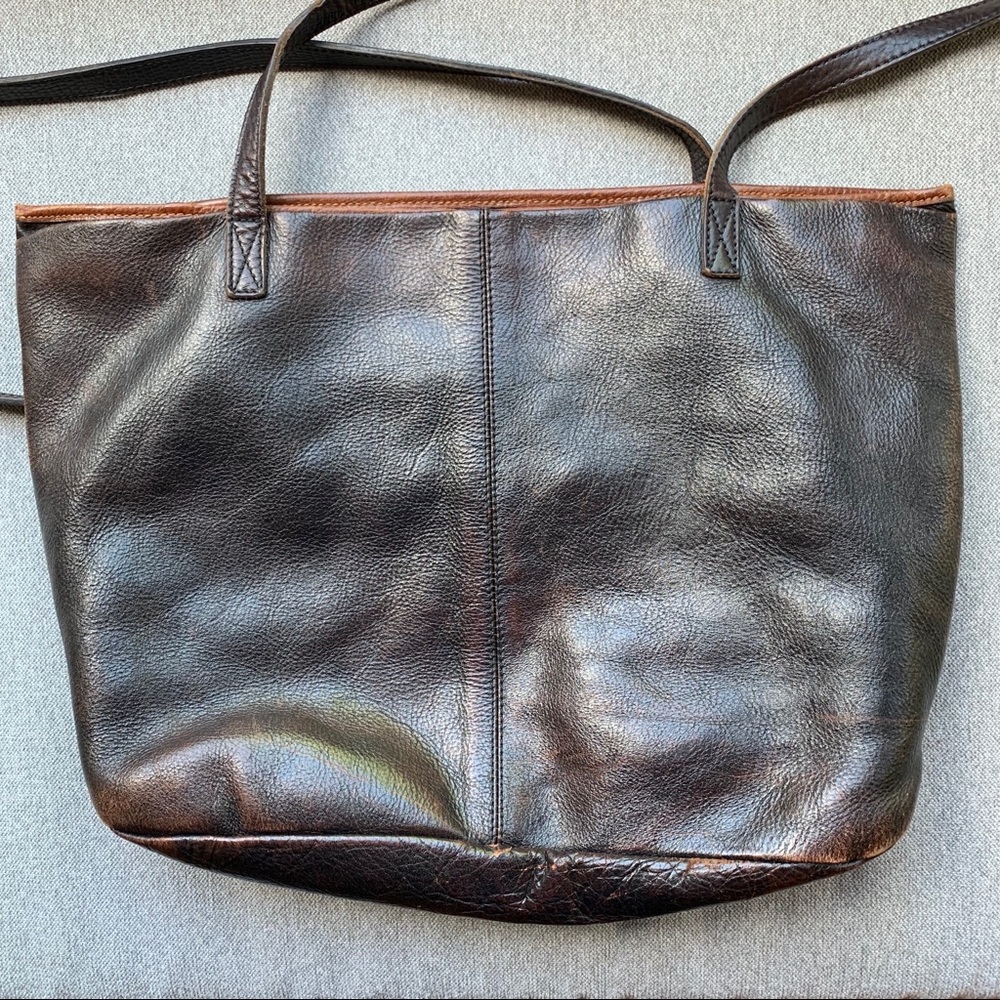 Brown leather shoulder bag - Picture 5 of 9